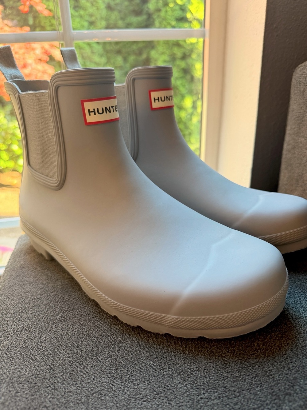 Hunter Original Chelsea Rain Boots Gray Matte Waterproof Ankle Boots Size 10